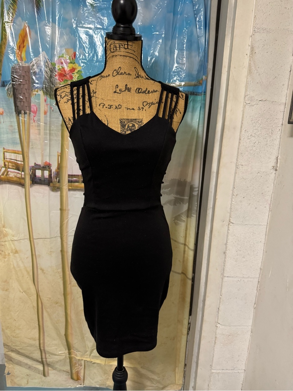 Body Central Black Strappy Mini Bodycon Dress
